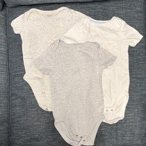Carter's Cream and Gray Bodysuit Trio